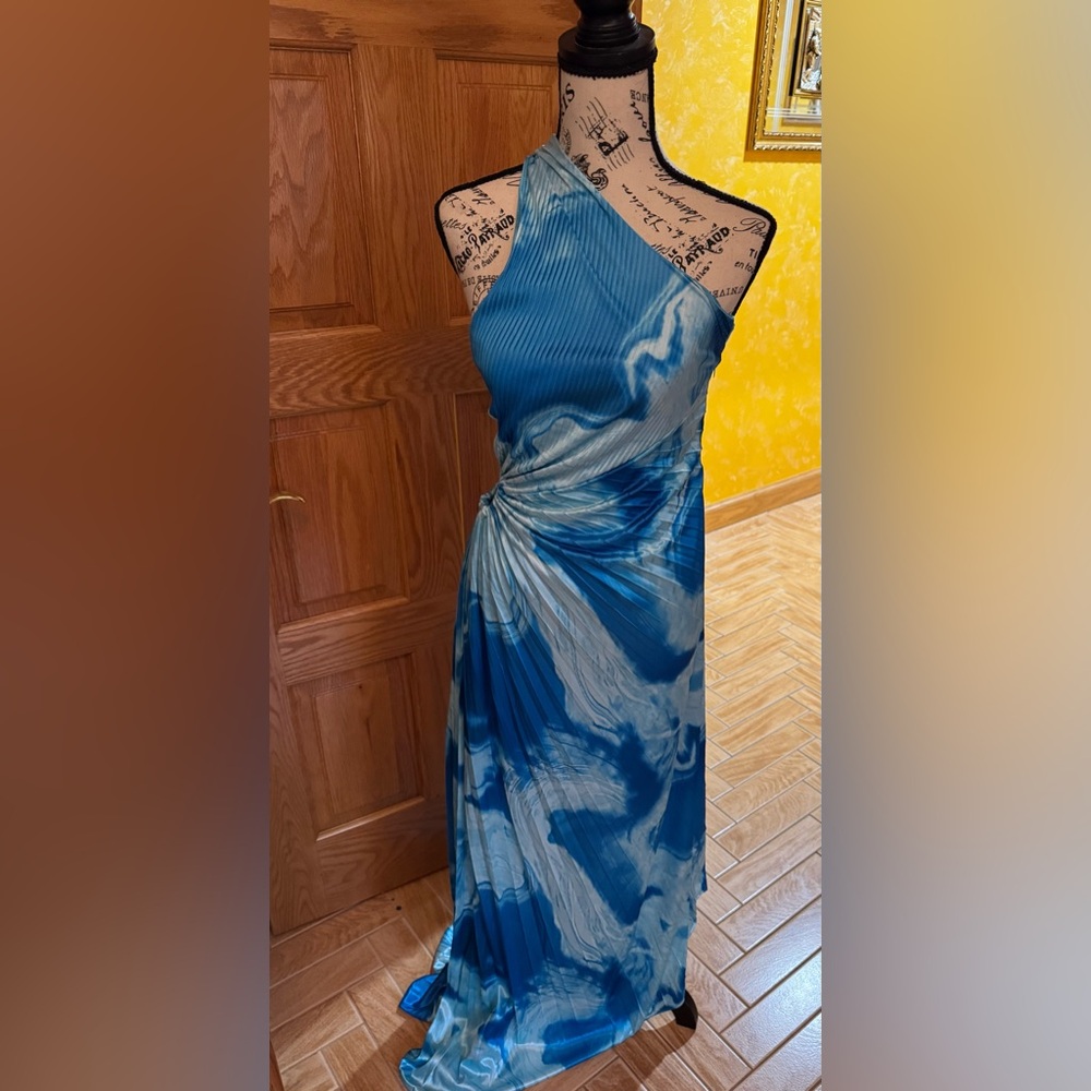 One shoulder tie dye dress with side cut out